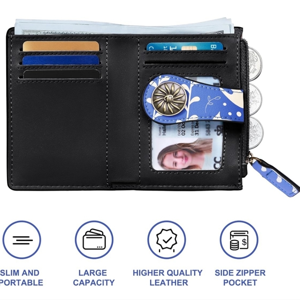 Blue Patterned Women's Wallet - Picture 2 of 7